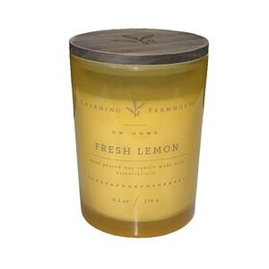DW Home Charming Farmhouse Lemon Scented Candle with Wood Wick 8.2 oz ~New